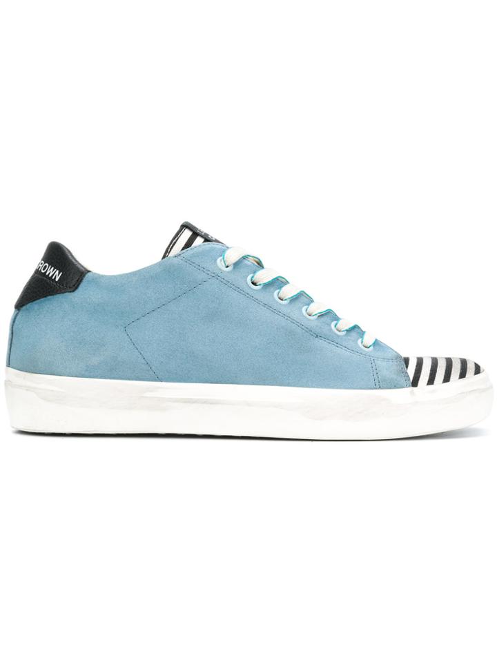 Leather Crown Contrast Toe Sneakers - Blue