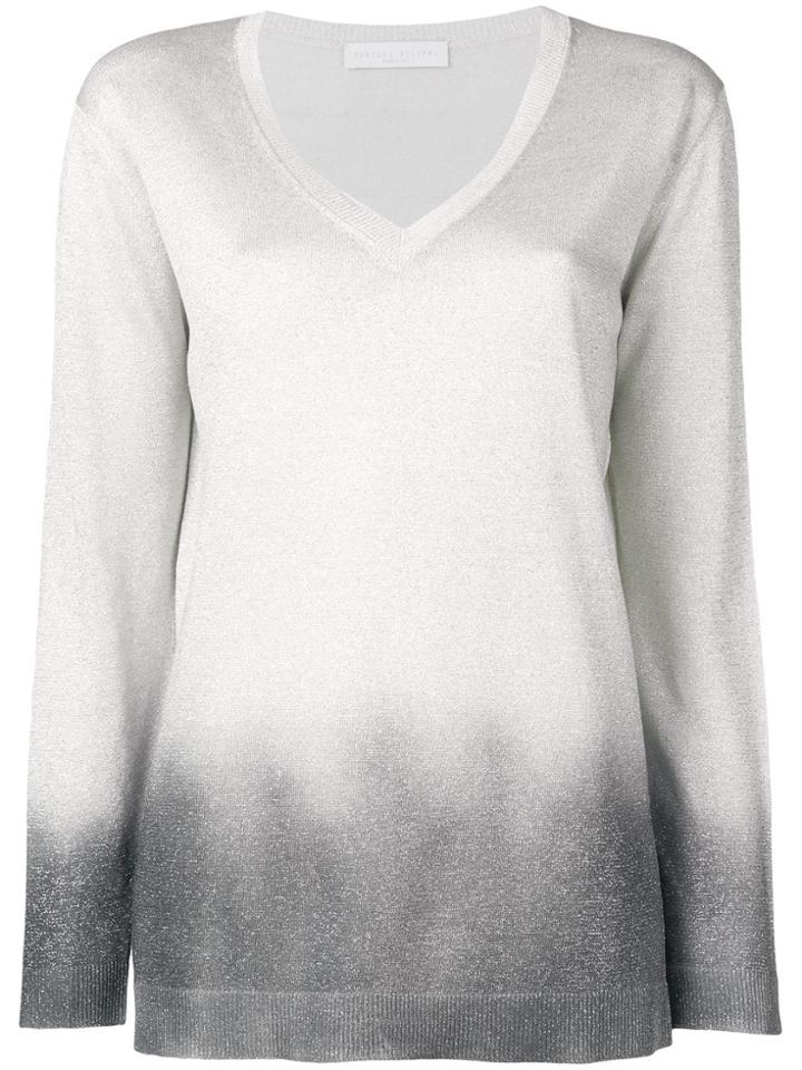 Fabiana Filippi Lamé V-neck Sweater - Silver