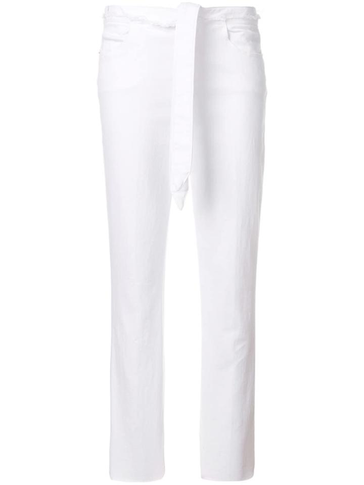 Frame Cropped Tie Waist Trousers - White