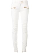 Balmain Skinny Biker Jeans, Women's, Size: 40, White, Cotton/spandex/elastane