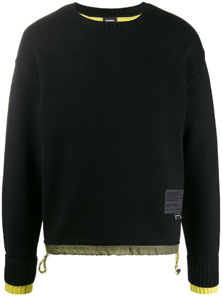 Diesel Layered Contrast Jumper - Black