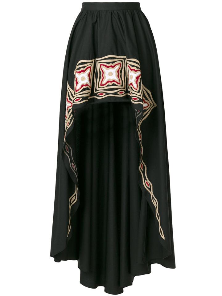 Wandering Embroidered High Low Skirt - Black