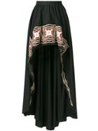 Wandering Embroidered High Low Skirt - Black