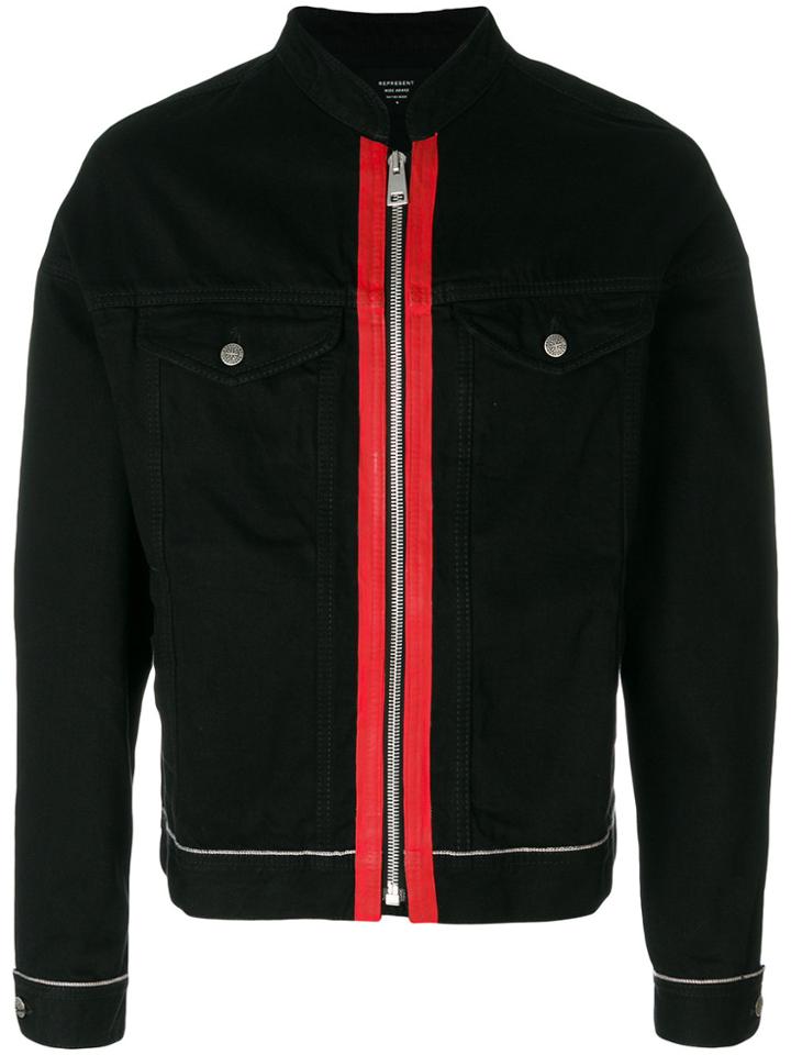 Represent Contrast Trim Denim Jacket - Black