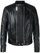 Les Hommes - Double Zip Jacket - Men - Leather/viscose - 50, Black, Leather/viscose