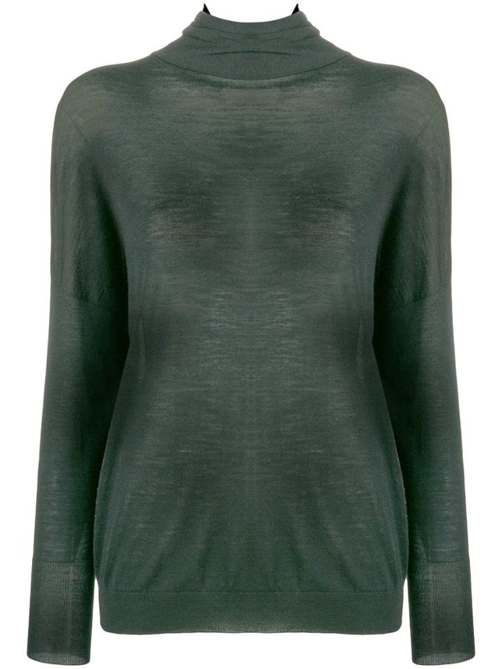 Zanone Tie Back Polo Neck - Black