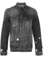 R13 Distressed Denim Jacket, Men's, Size: Large, Black, Cotton