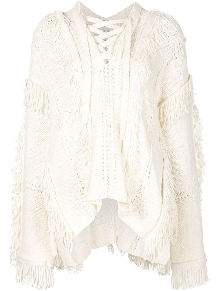 3.1 Phillip Lim Fringed Poncho, Women's, Size: Xs, White, Polyamide/viscose/angora/wool