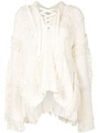 3.1 Phillip Lim Fringed Poncho, Women's, Size: Xs, White, Polyamide/viscose/angora/wool