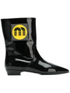 Miu Miu Logo Patch Ankle Boots - Black