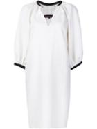 Martin Grant V-neck Mid-length Shift Dress, Women's, Size: 42, White, Acetate/silk