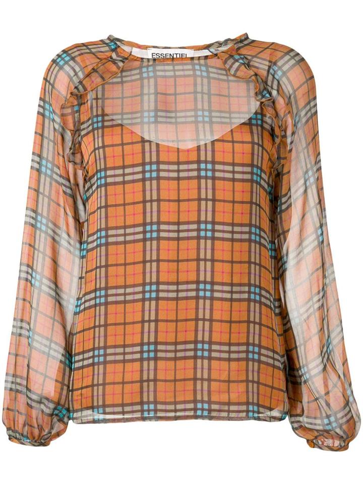 Essentiel Antwerp Sheer Check Blouse - Brown
