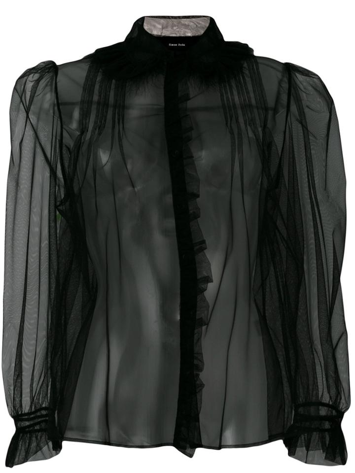 Simone Rocha Embellished Collar Sheer Blouse - Black