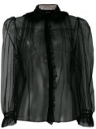 Simone Rocha Embellished Collar Sheer Blouse - Black