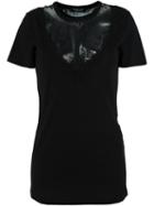 Twin-set Lace Panel T-shirt, Women's, Size: Small, Black, Cotton/polyamide