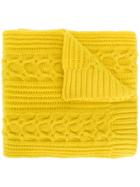 N.peal Wide Cable Knit Scarf - Yellow & Orange