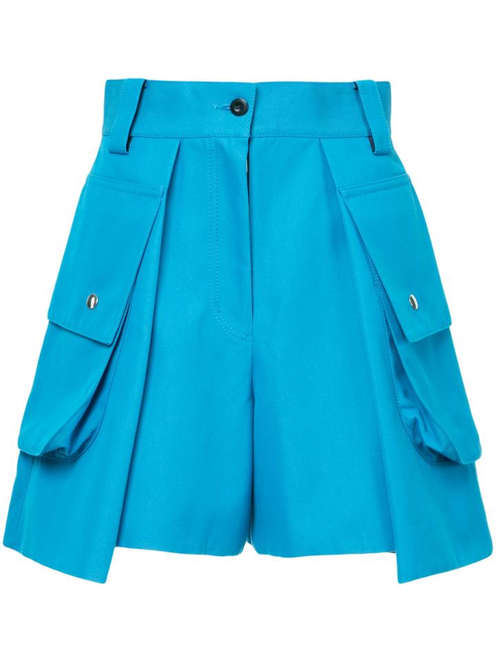 Sacai High-waisted Cargo Shorts - Blue