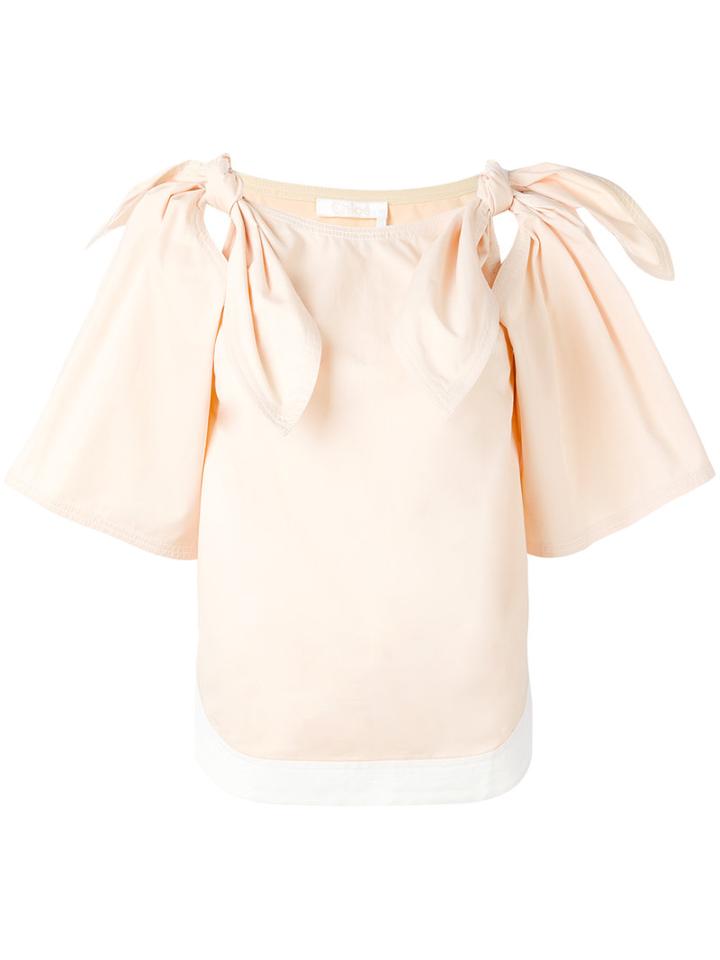 Chloé Bow Shoulder Blouse, Women's, Size: 38, Nude/neutrals, Cotton