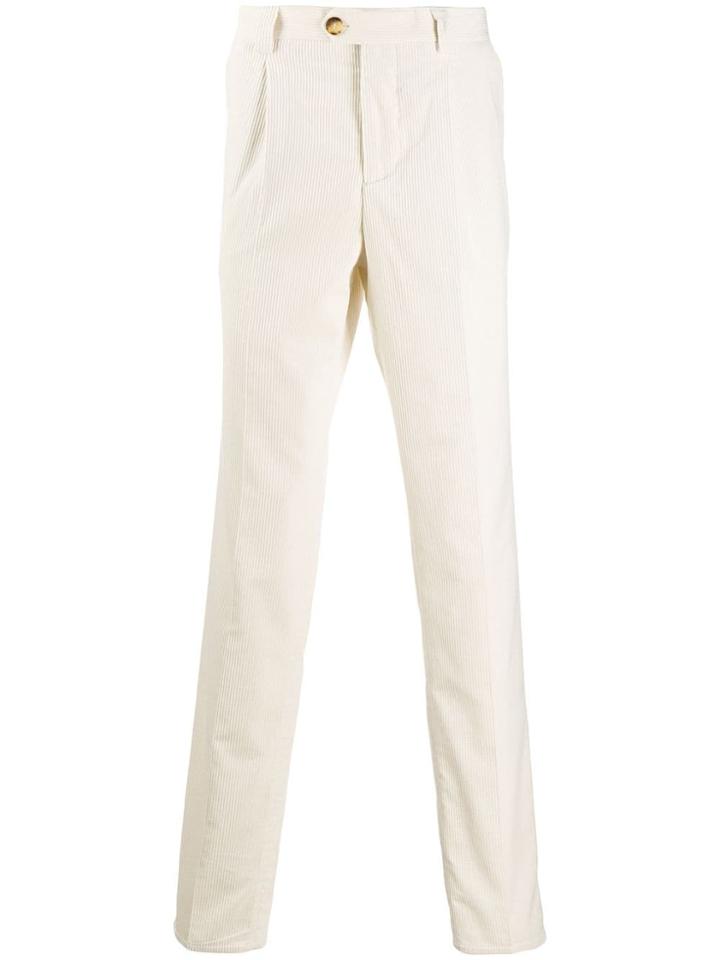 Brunello Cucinelli Ribbed Velvet Trousers - White