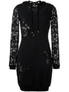 Moschino Lace Panel Hoodie Dress, Women's, Size: 40, Black, Cotton/polyamide/rayon/other Fibres