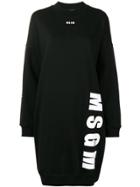 Msgm Logo Sweatshirt Dress - Black