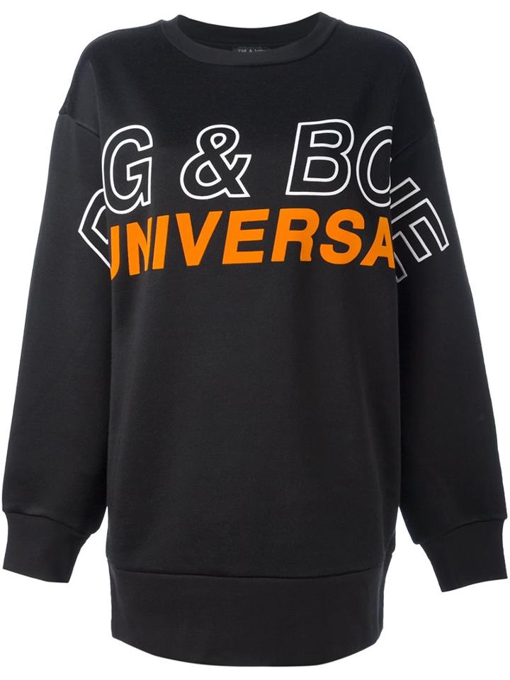 Rag & Bone Oversized Logo Print Sweatshirt, Women's, Size: Xs, Black, Viscose/polyester/cotton