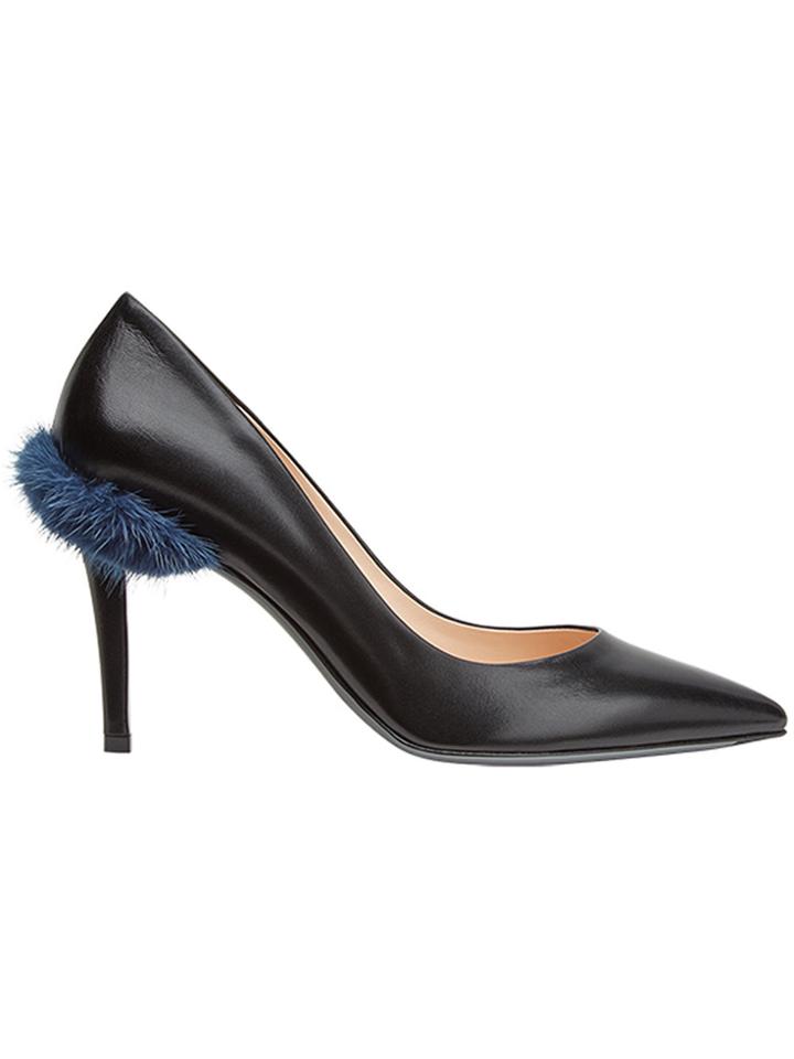 Fendi Touch Of Fur Court Pumps - Black