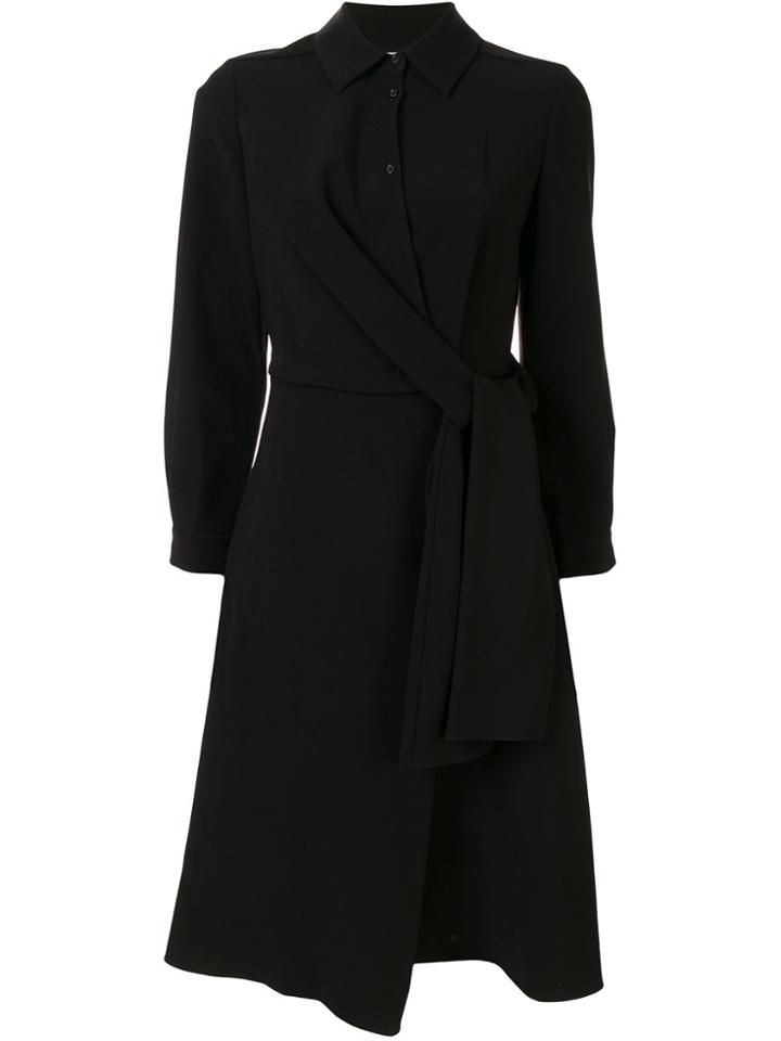 Portspure Asymmetric Shirt Midi Dress - Black