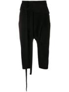 Saint Laurent Cropped Leather Trousers - Black