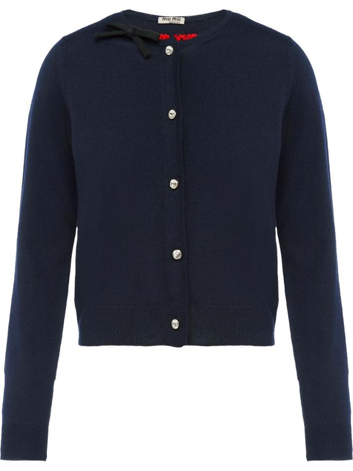 Miu Miu Bow Detail Cardigan - Blue
