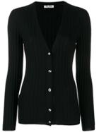 Miu Miu Ribbed Knitted Cardigan - Black