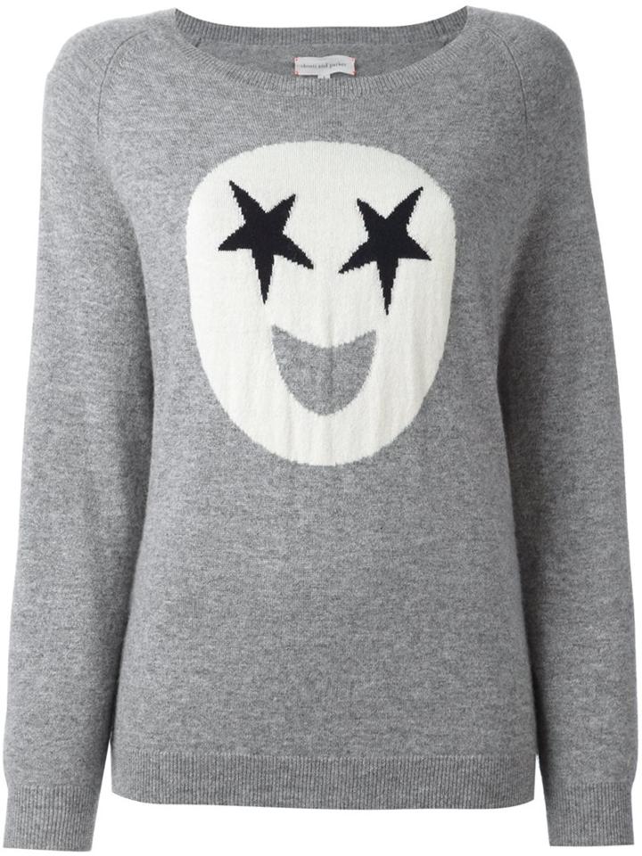 Chinti And Parker Star Emoji Sweater, Women's, Size: Xs, Grey, Cashmere