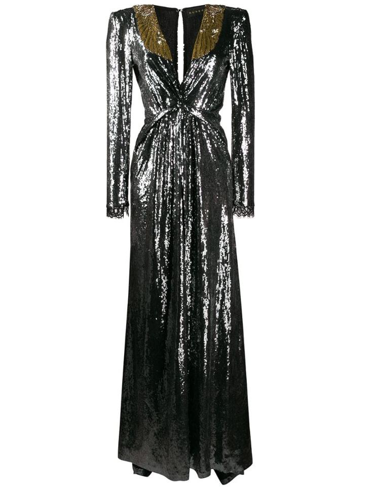 Dundas Sequin V-neck Dress - Green