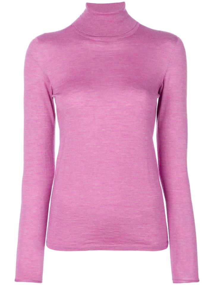 Le Tricot Perugia Roll Neck Sweater - Pink & Purple