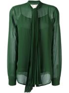 Michael Michael Kors Pleated Bow Blouse, Women's, Size: Large, Green, Polyester