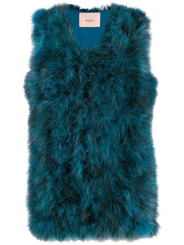 Twin-set Fluffy Gilet - Blue