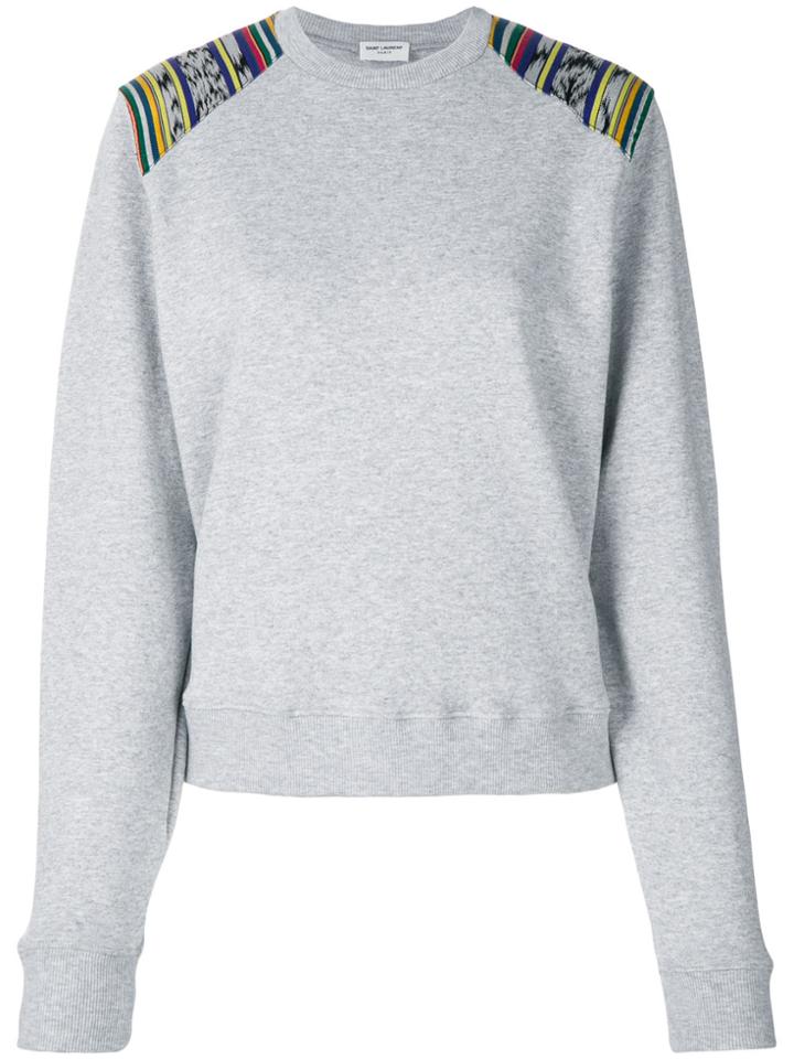 Saint Laurent Contrast Panel Sweatshirt - Grey
