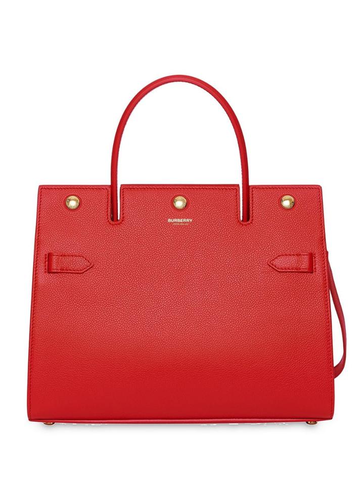 Burberry Small Leather Title Bag - Red