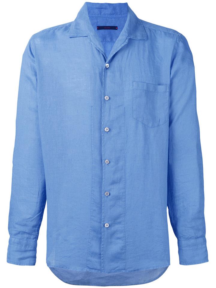 The Gigi - Plain Shirt - Men - Linen/flax - 42, Blue, Linen/flax