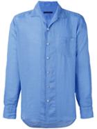 The Gigi - Plain Shirt - Men - Linen/flax - 42, Blue, Linen/flax