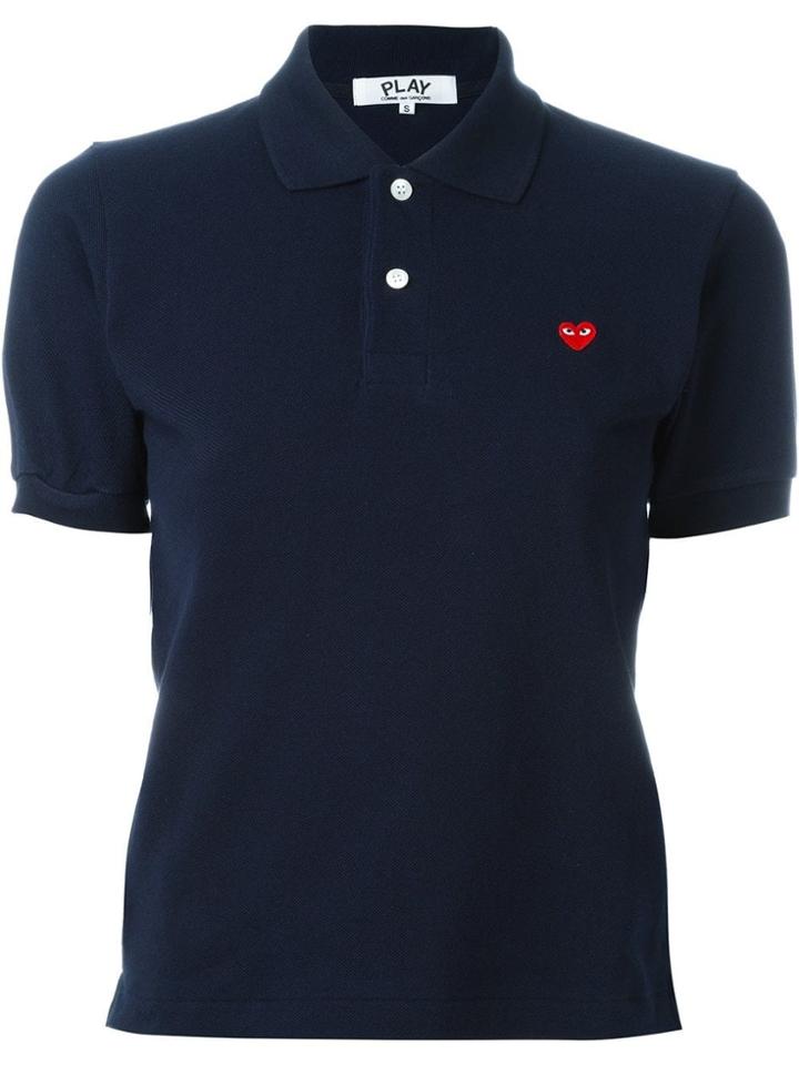 Comme Des Garçons Play Heart Patch Polo Shirt - Blue