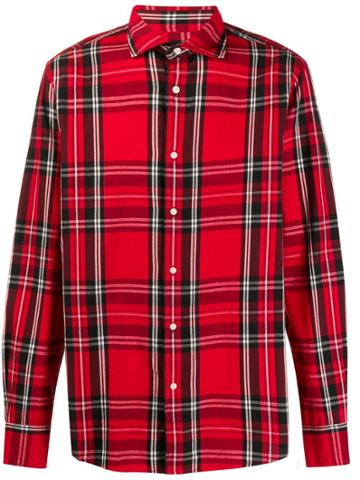 Deperlu Check Print Long Sleeve Shirt - Red