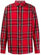 Deperlu Check Print Long Sleeve Shirt - Red