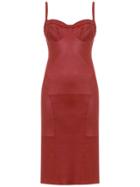 Tufi Duek Leather Fitted Dress - Red