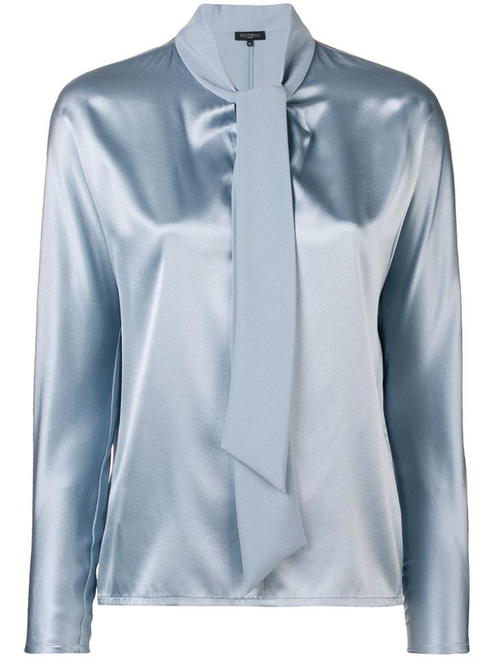 Antonelli Anita Tie Neck Blouse - Blue