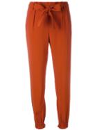 Msgm Side-stripe Tapered Trousers, Women's, Size: 44, Brown, Acetate/viscose/cotton