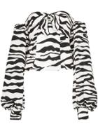 Attico Zebra Print Pouf-sleeve Blouse - White