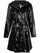 Rains Glossy Belted Coat - Black