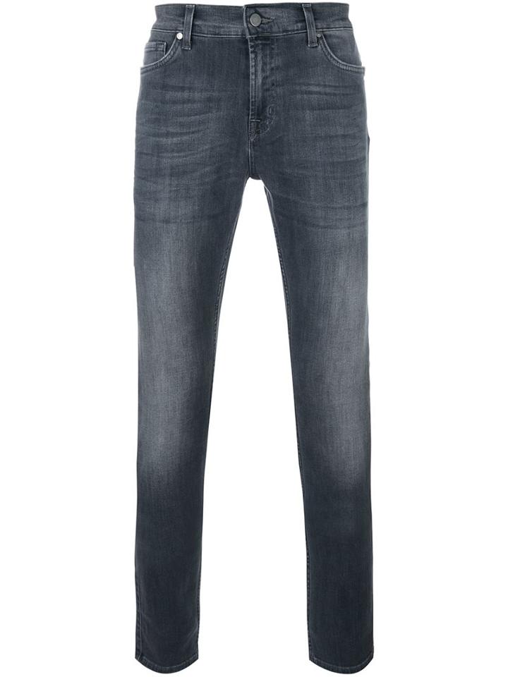 7 For All Mankind Stonewash Skinny Jeans, Men's, Size: 34, Black, Cotton/polyester/spandex/elastane