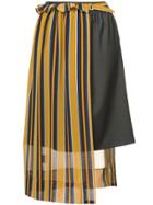 Guild Prime Striped Asymmetric Midi Skirt - Yellow